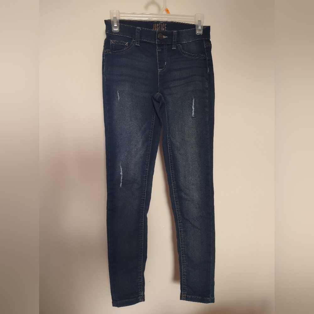 Justice Blue Skinny Fit Jeans with Distressed Details